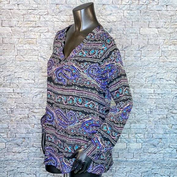 The Limited Long Sleeve Blouse Paisly Print Women's Size Medium V-Neck - Picture 2 of 6